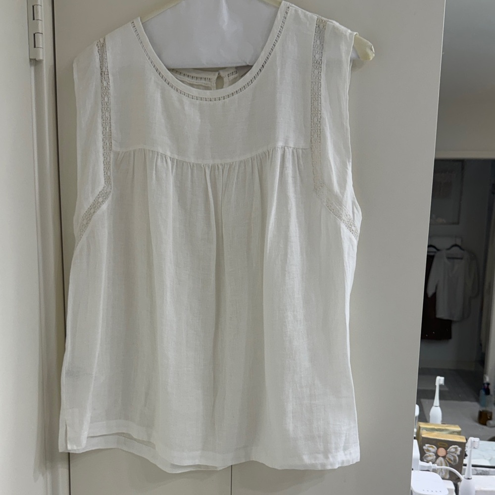 LOFT Cream Sleeveless Blouse